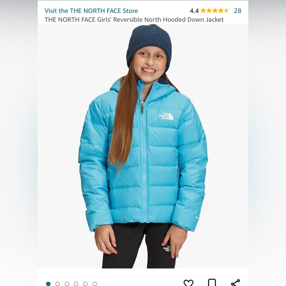 THE NORTH FACE Girls' Reversible North Hooded Down Jacket